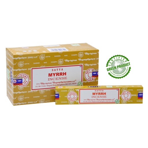 INDYJSKIE KADZIDEŁKA PYŁKOWE SATYA MYRRH 12 op x 15 g MIRRA