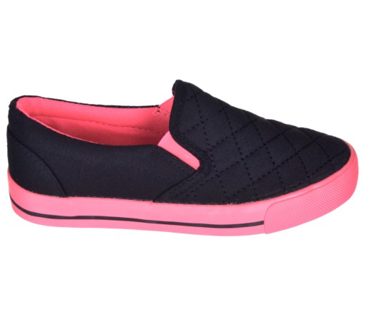 TRAMPKI DZIEWCZĘCE BUTY DO SZKOŁY PIKOWANE FLUO CZARNO RÓŻOWE r.32, 20,5cm
