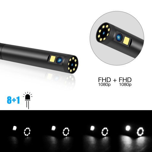 Инспекционная камера Эндоскоп DUO LCD HD 4,3 дюйма 2xFHD 8 мм 10 м 9 светодиодов ДВЕ КАМЕРЫ