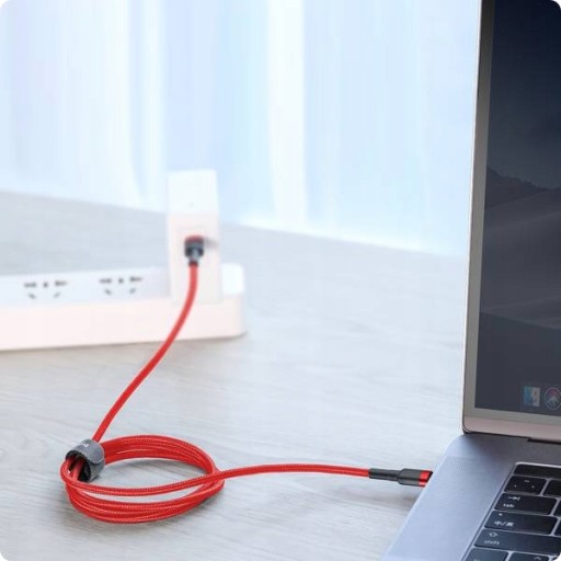 Кабель USB-C — USB-C PD Baseus Cafule PD 2.0 QC 3.0 60 Вт, 1 м (красный)