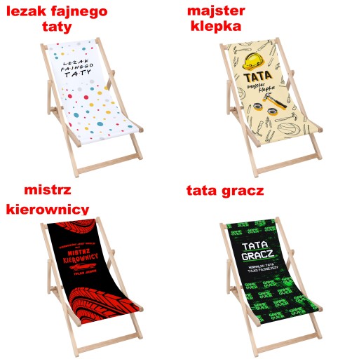 Leżak Drewniany Ogrodowy Tata Galaxy Pomysł na Prezent z Okazji Dnia Taty