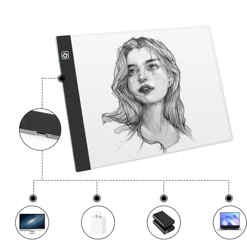 USB-ПАНД С ПОДСВЕТКОЙ ДЛЯ РИСОВАНИЯ, 3 УРОВНЯ ЯРКОСТИ, КОПИРОВАНИЕ