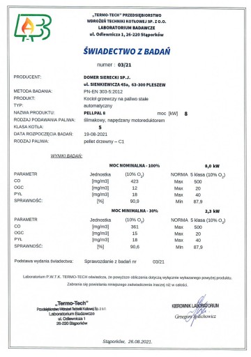 Pellpal -котло 8 кВт Slim Pellet Subsidy до 9000 PLN увеличил стандарт A+