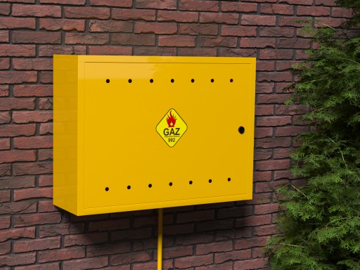 SKRZYNKA GAZOWA SZAFKA 60x80x25 ŻÓŁTA Z PLECAMI