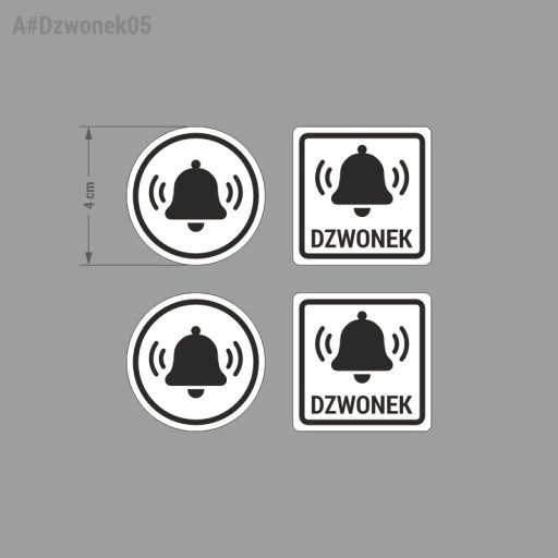 Naklejka - Dzwonek zestaw 4x4 cm lub 2x2 cm #A#Dzwonek05