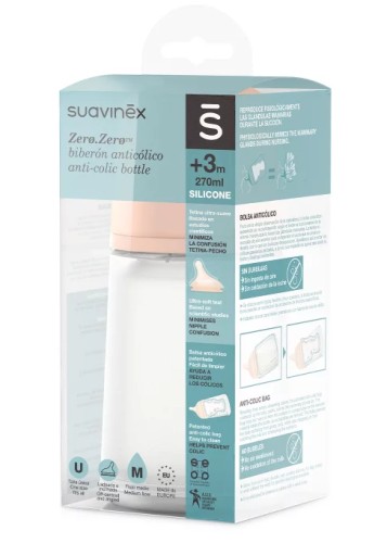 SUAVINEX BUTELKA ZERO ZERO ŚREDNI PRZEPŁYWIE 270ML
