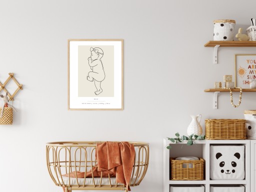 Plakat Prezent Metryczka Noworodka Beżowa 50x70