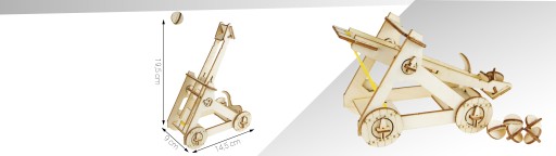 Drewniana KATAPULTA Puzzle do Złożenia Zestaw Konstrukcyjny Pociski DIY