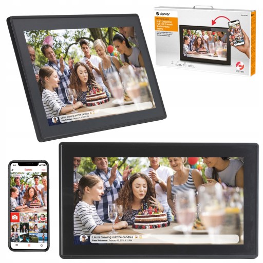 ЦИФРОВАЯ ФОТОРАМКА DENVER TOUCH 15,6 ДЮЙМОВ ФОТО ВИДЕО ФОТОРАМКА Frameo