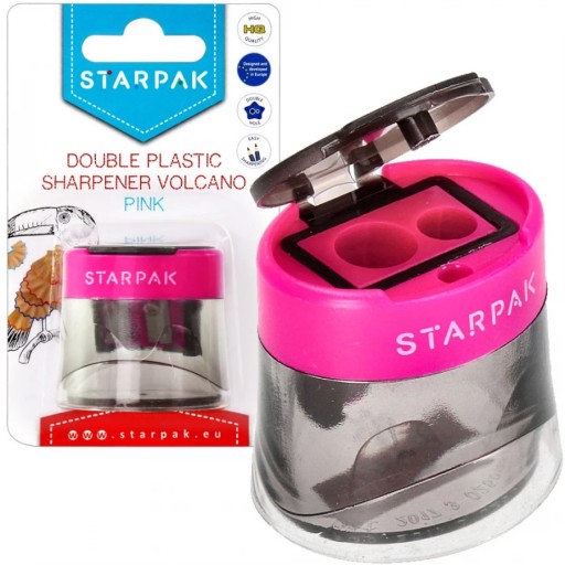 ДВОЙНАЯ ТОЧИЛКА STARPAK С РОЗОВЫМ КОНТЕЙНЕРОМ