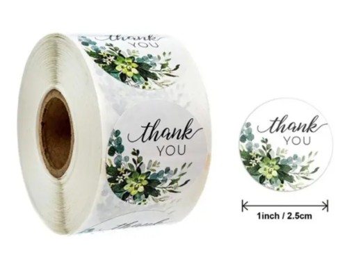 NAKLEJKA OKRĄGŁA Thank you 2,5cm 500 szt. ETYKIETA