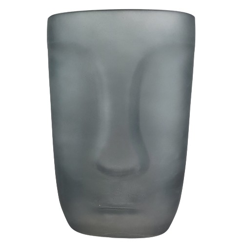 WAZON OSŁONKA TWARZ SZARY SZKŁO 20CM