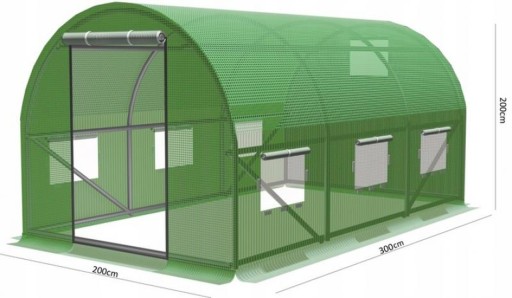 ТУННЕЛЬНАЯ САДОВАЯ ПАЛАТКА ИЗ ФОЛЬГИ, 3 СЕГМЕНТА, ЗЕЛЕНАЯ, 3 X 2 X 2 М