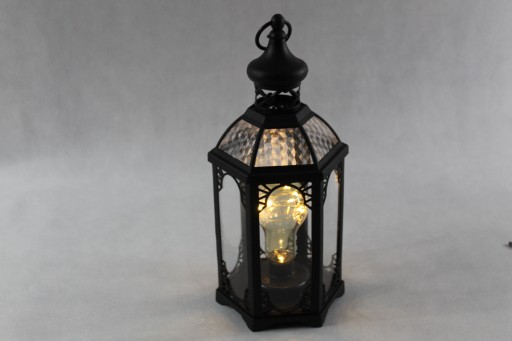 LAMPION Z ŻARÓWKĄ DIODY LED-KAPLICZKA-CZARNA