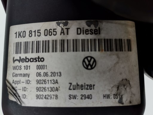 Webasto Thermo Top VEVO Touran Caddy 1K0815065AT