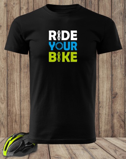 Czarna koszulka T-shirt z hasłem dla ROWERZYSTY