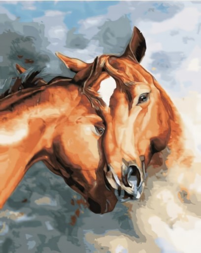 Malowanie Po Numerach z ramą Zestaw Obraz Końska Czułość 40x50cm