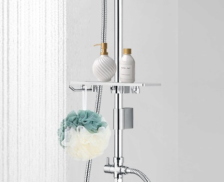 ПОЛЬША VALVEX смеситель для душа + душевой набор RAIN SHOWER с ПОЛОЧКОЙ