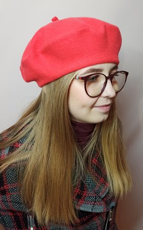 Beret klasyczny wełniany w stylu francuskim OLIWKA