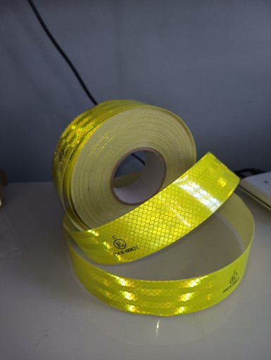 TAŚMA odblaskowa konturowa 5m plaster miodu żółta neon rower hulajnoga kask