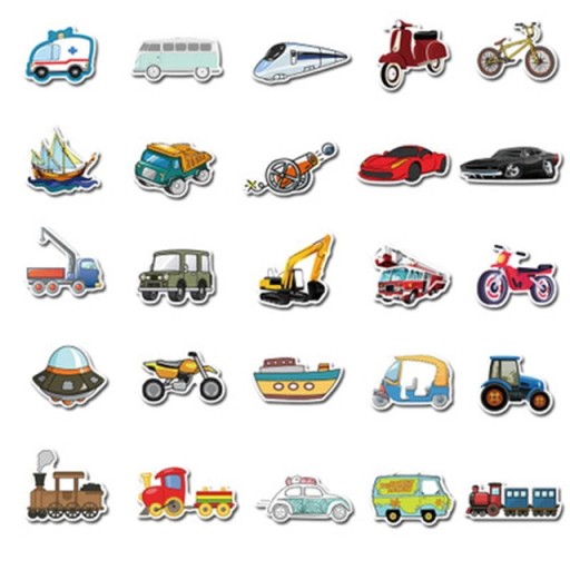 НАБОР ВОДОНЕПРОНИЦАЕМЫХ НАКЛЕЙКОВ MIX VEHICLES 40 шт.