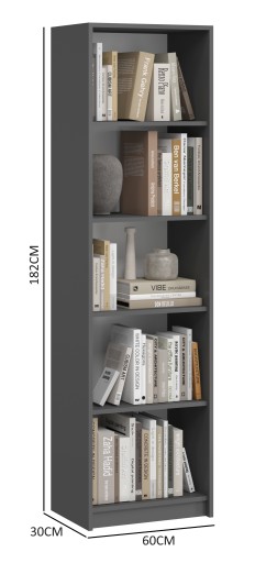 КНИЖНЫЙ ШКАФ ДЛЯ ОТКРЫТОГО ОФИСА EWA 60 СМ ГРАФИТ, СОЕДИНИТЕЛЬ, ПОЛКА