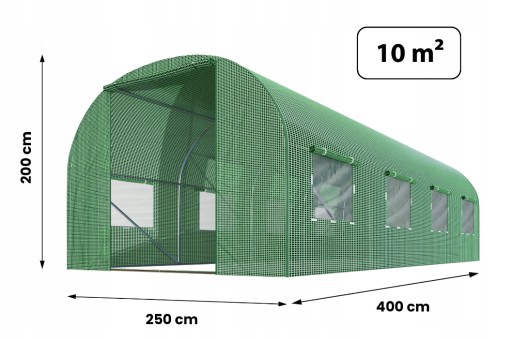 TUNEL FOLIOWY OGRODOWY SZKLARNIA DUŻY 4x2.5m FOLIAK UV-4 10m2 IMPERTOOLS