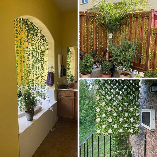 SZTUCZNY BLUSZCZ NA ŚCIANĘ BALKON ROŚLINA LIŚCIE WISZĄCA DEKORACJE 12x2,1m