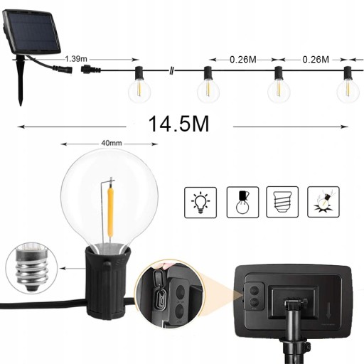 USB СОЛНЕЧНАЯ ГИРЛЕНДИЯ GARDEN 50 СВЕТОДИОДНЫХ ШАРИКОВЫХ ЛАМПОЧЕК