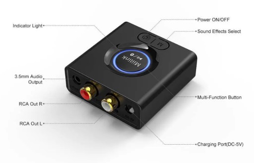 Аудиоресивер Bluetooth 5.0 Jack 2 RCA Miilink 1Mii ML200 aptX Диапазон 50 м