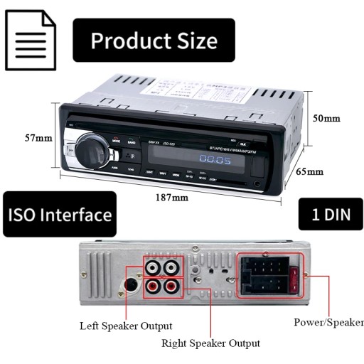 Автомобильная магнитола Style B 1 din Bluetooth 60Wx4 USB/SD AUX