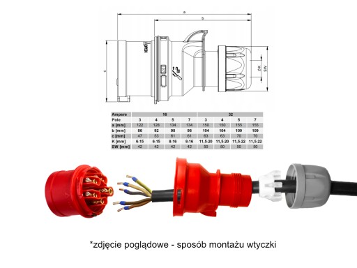 Резиновый адаптер питания 16А - 32А OnPD 2м