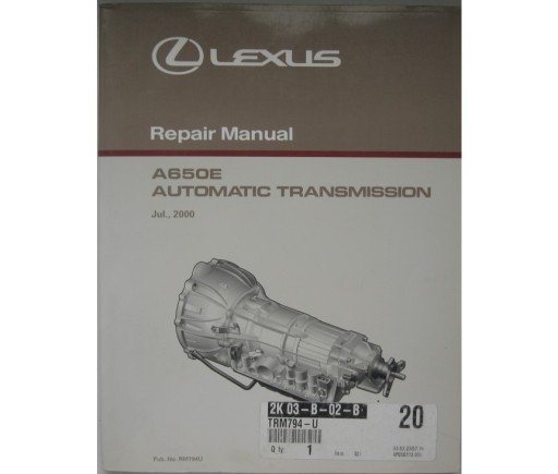 LEXUS GS430 LS430 книга по ремонту АКПП Lexus A650E инструкция
