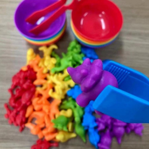 ZESTAW EDUKACYJNY MONTESSORI NAUKA KOLORÓW LICZENIA SORTER FIGURKI WOOPIE