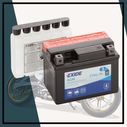 Четырех аккумуляторная батарея 3 Ач EXIDE AGM ETX4L-BS для квадроциклов ЭФФЕКТИВНОСТЬ ДОЛГОВЕЧНОСТЬ ДОЛГОВЕЧНОСТЬ