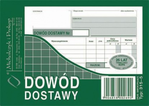 DOWÓD DOSTAWY DRUKI 80 KARTEK MICHALCZYK I PROKOP