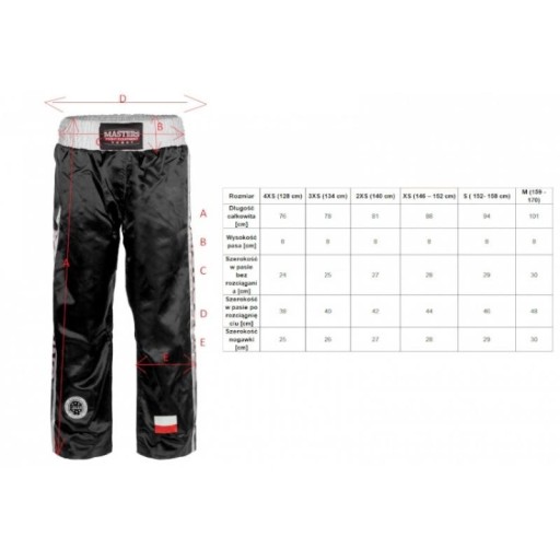 Spodnie Masters SKBP-100W (Wako Apprved) 06805-02M czerwony+XXXXS