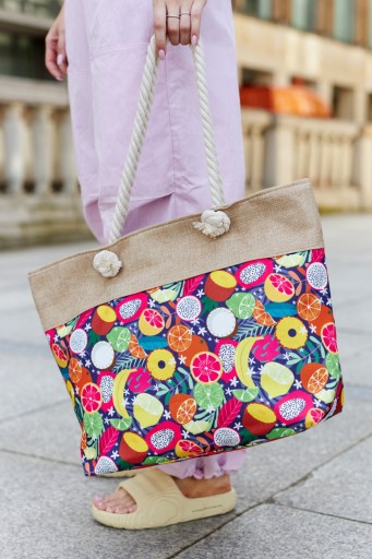 Duża torba damska shopper bag kolorowa torebka na suwak A4 pojemna