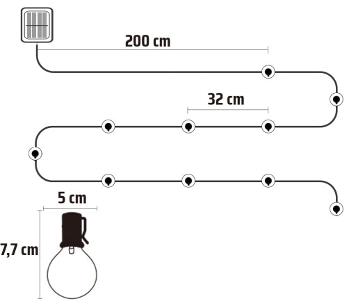 САДОВАЯ ГИРЛЯНДИЯ СОЛНЕЧНАЯ ЛАМПА 10LED БОЛЬШАЯ ЛАМПА