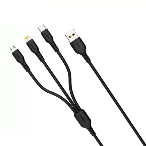 Кабель Denmen USB-C Lightning MicroUSB 3-в-1