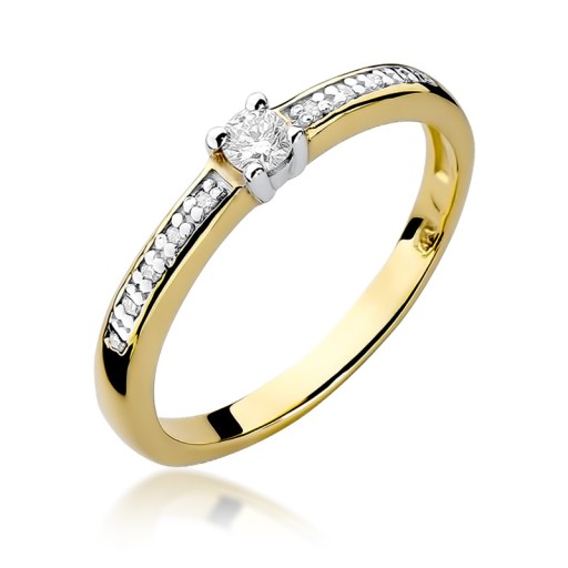 Złoty pierścionek z brylantami 0,13 ct pr. 585 r11