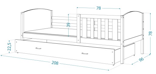 Кровать одноярусная 200х90 белая ТАМИ П2