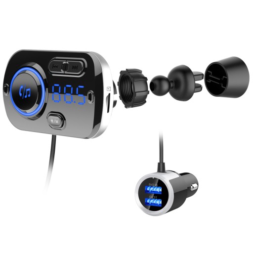 FM-передатчик, комплект громкой связи, зарядное устройство QC3.0