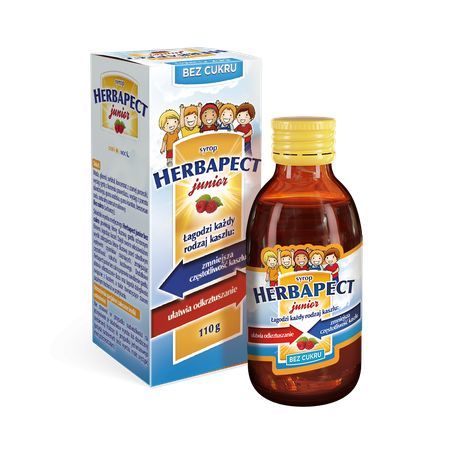 Herbapect Junior малиновый сироп от кашля БЕЗ САХАРА 110 г
