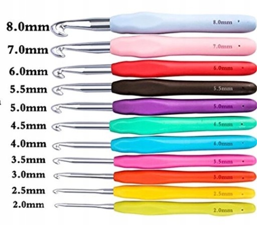 Szydełka Z Silikonową Rączką 11szt 2-8mm Zestaw Szydełek Ergonomicznych