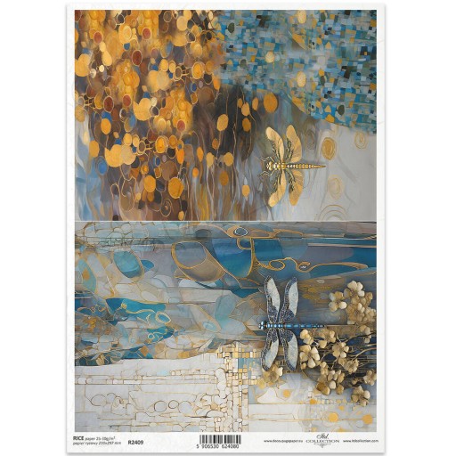Papier ryżowy do decoupage A4 R2409 dekoracyjne wzory, ważki