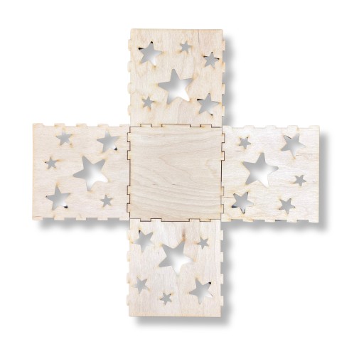 Lampion Drewniany Latarenka Ozdobna Świecznik Decoupage 11cm