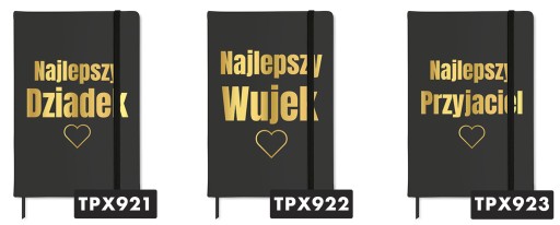 NOTES Czarny A5 GOLD Złocenie DLA TRENERA Złote Wz