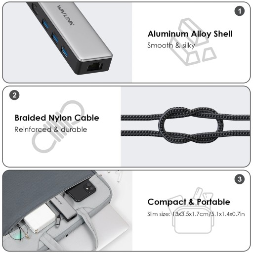 WAVLINK UHP3413 Адаптер-концентратор 6-в-1 Док-станция USB-C с поддержкой 4K/100 Вт