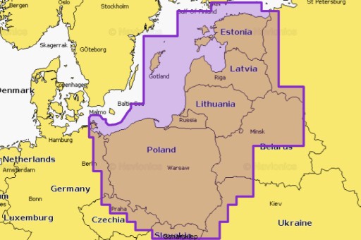 Карта Navionics на водной карте Балтийского моря, вода по всей Польше, батиметрия, дыры